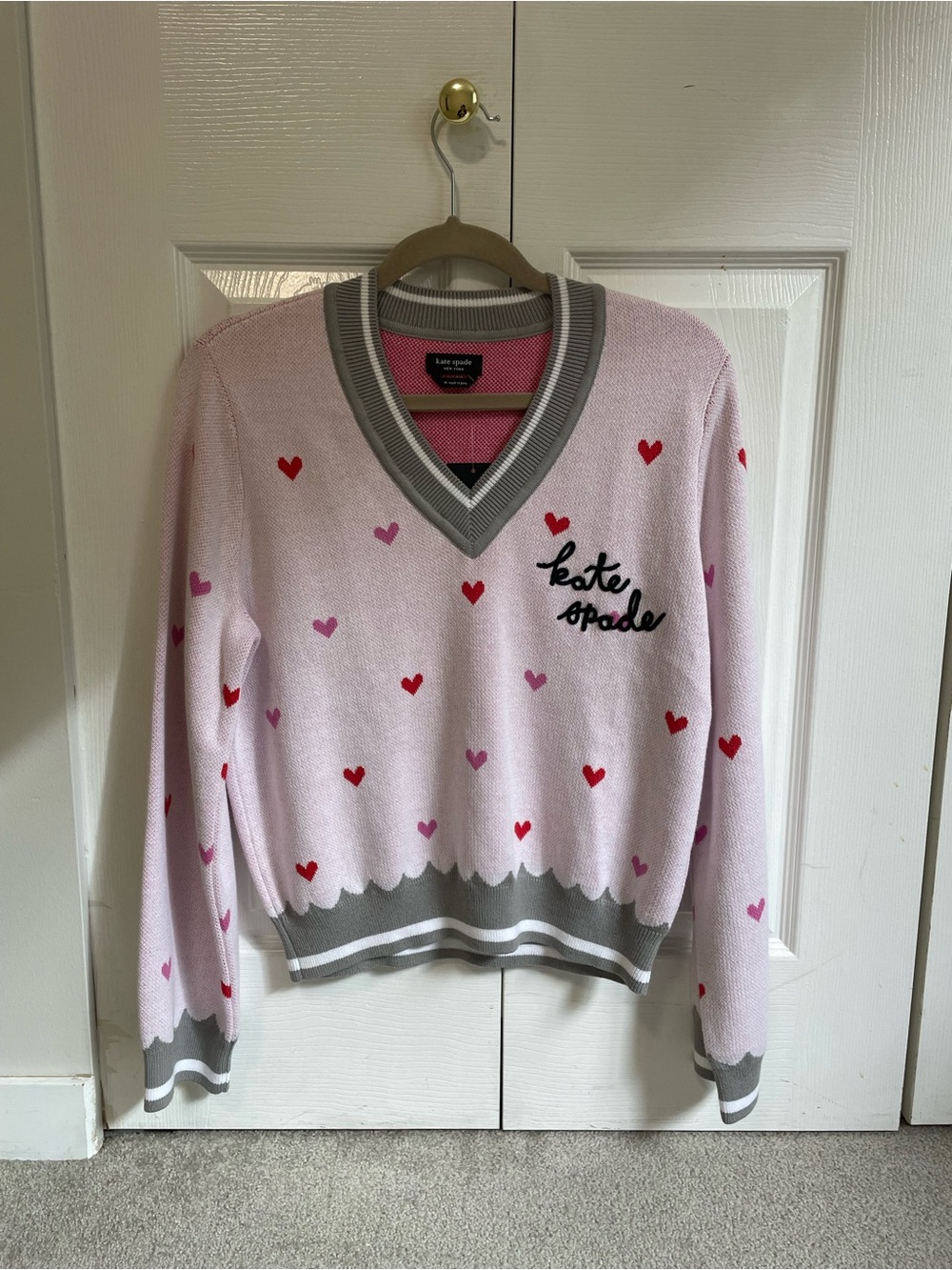 Kate Spade Pink Heart V-Neck Sweater for Women V-day Sweater
